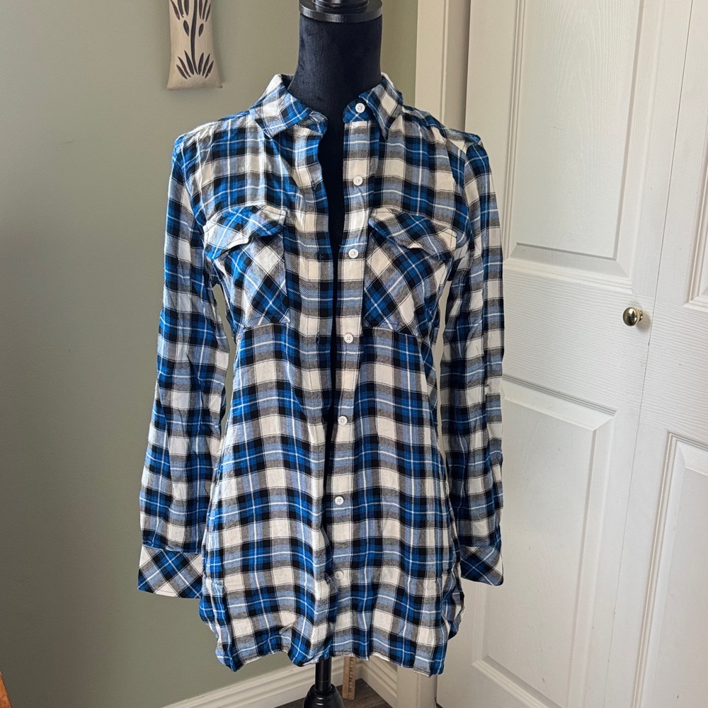Workshop Republic Clothing Blue and White Plaid Button Down Shirt
